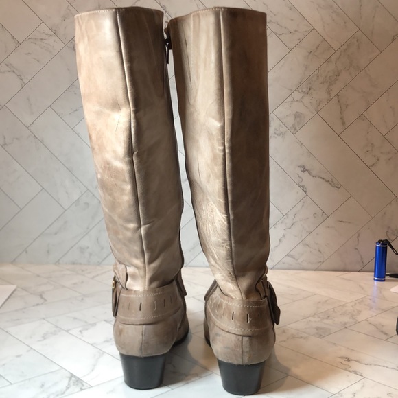 Elites by Walking Cradles Womens Boot Boots Leather Tan Buckle Zipper 12W WIDE - Picture 6 of 9